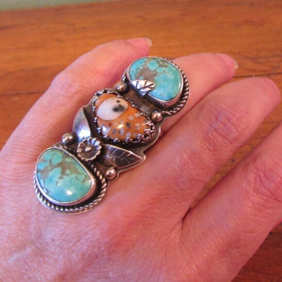 Etsy Artisan After Dark Designs Fawn Jasper Turquoise Sterling Silver Ring 6.5 - Picture 12 of 15
